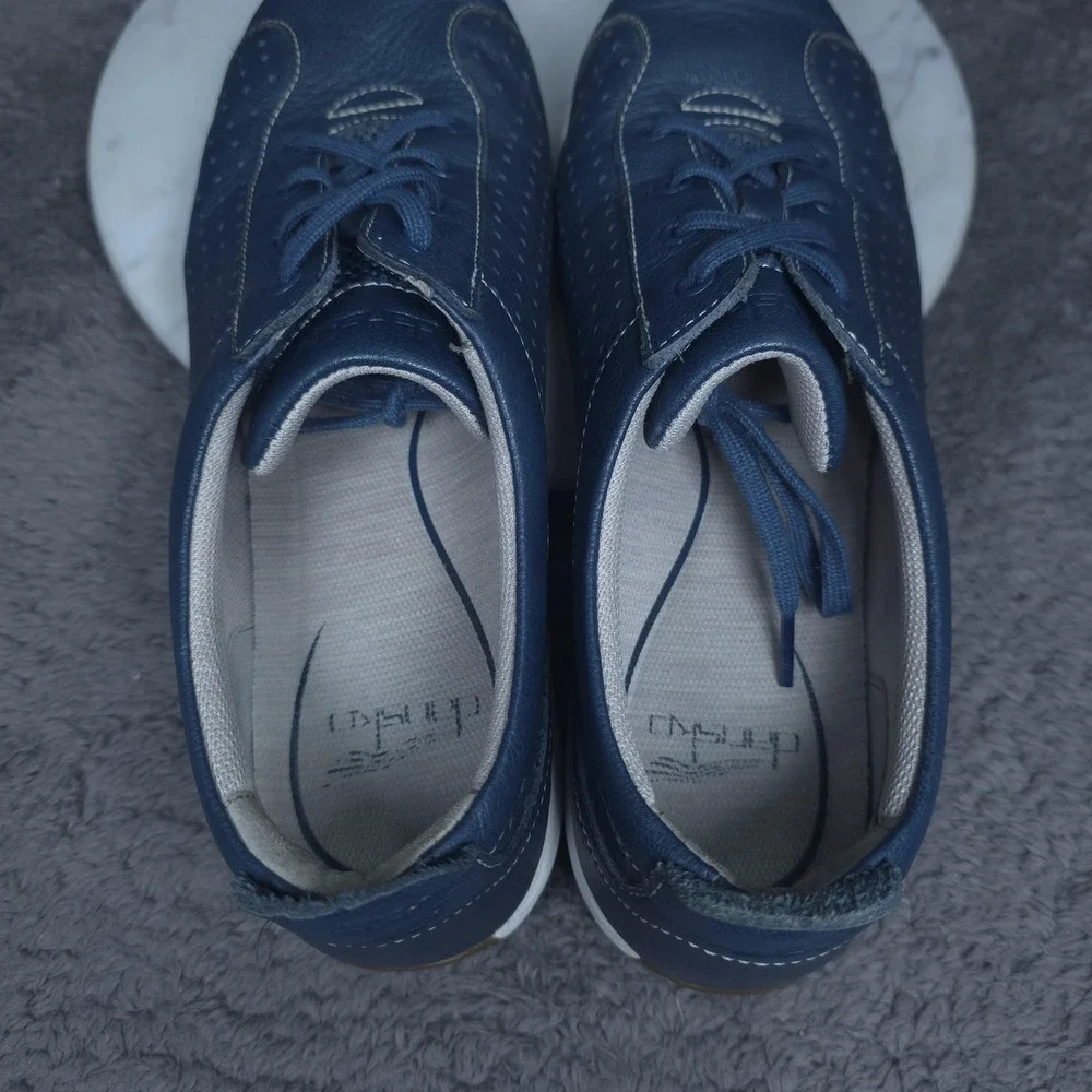 Dansko Shoes Womens Size 9.5 Blue Leather Sneaker Lace Up Casual Comfort